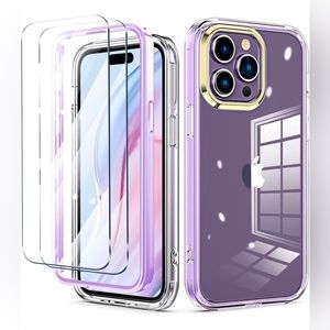 iPhone 14 pro 6.1 inch Clear Case with 2Pcs Tempered Glass Screen Protector